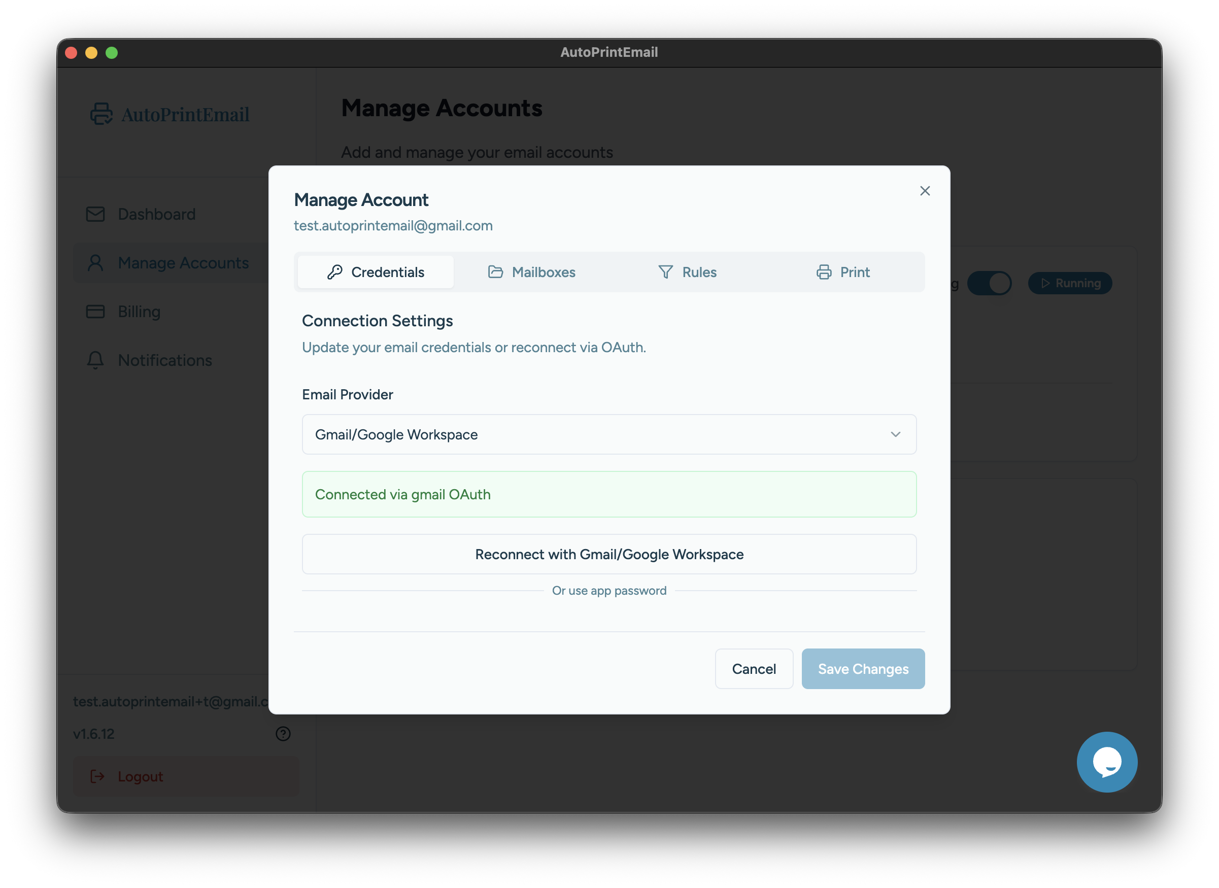 Re-authenticate button