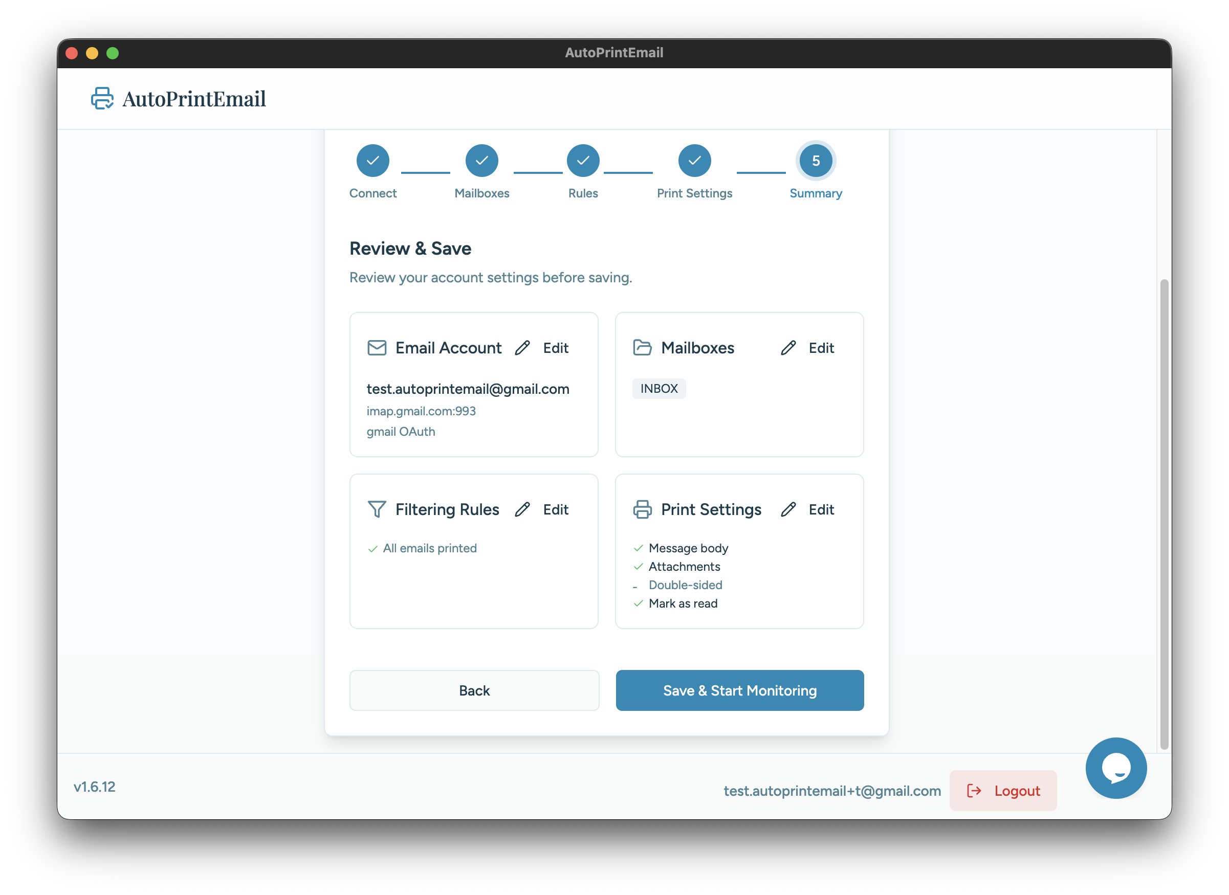 Approve setup screen