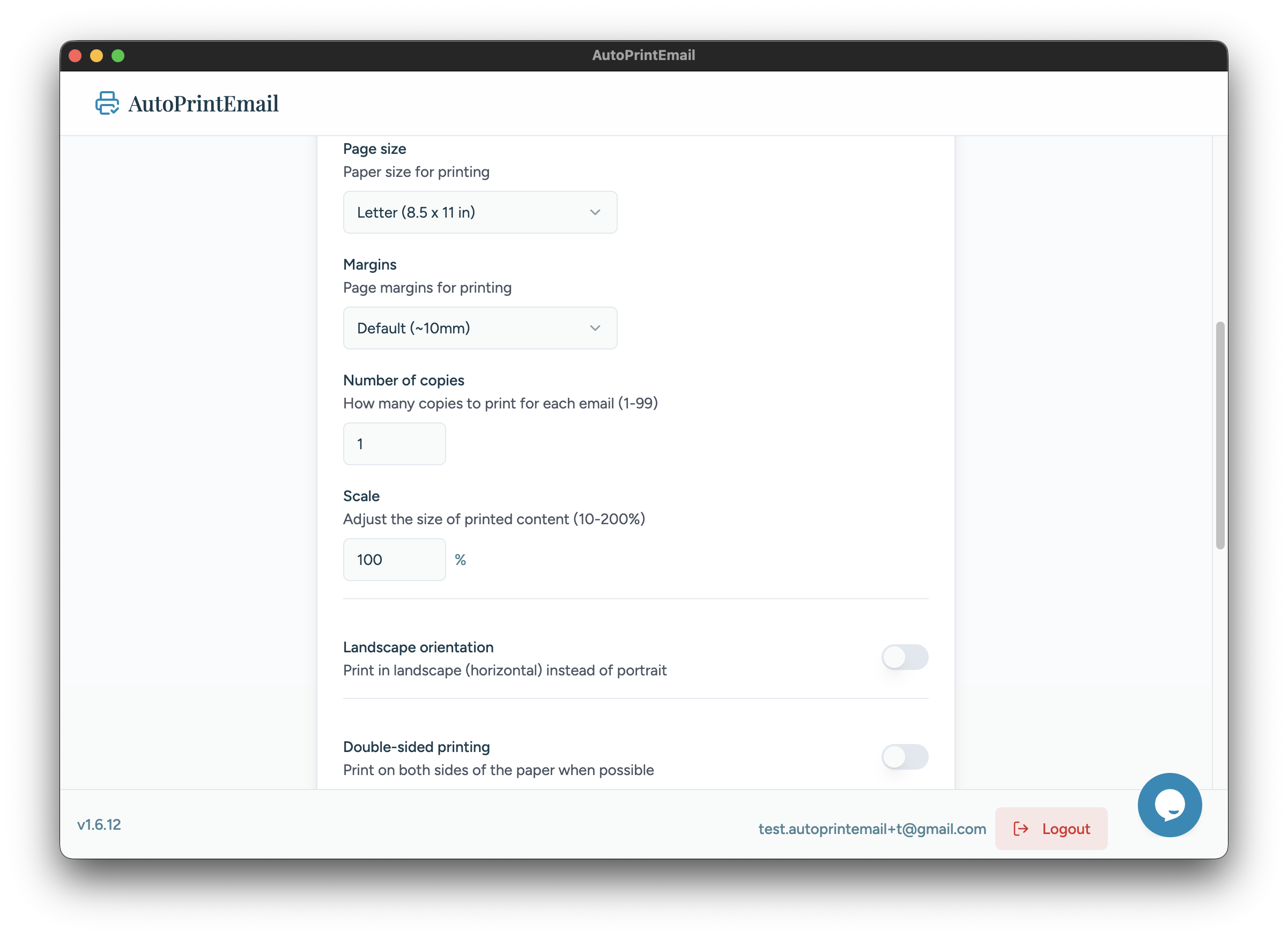 Print options configuration