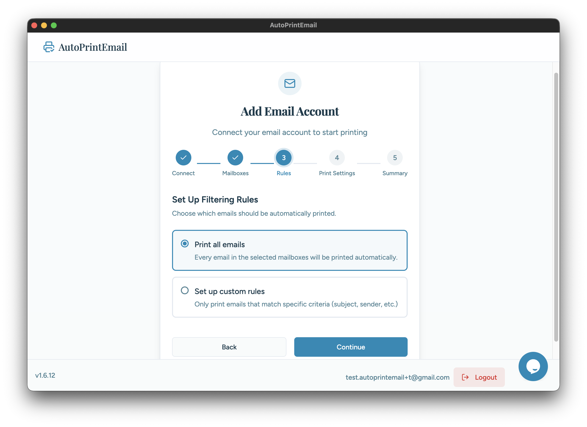 Configure print rules